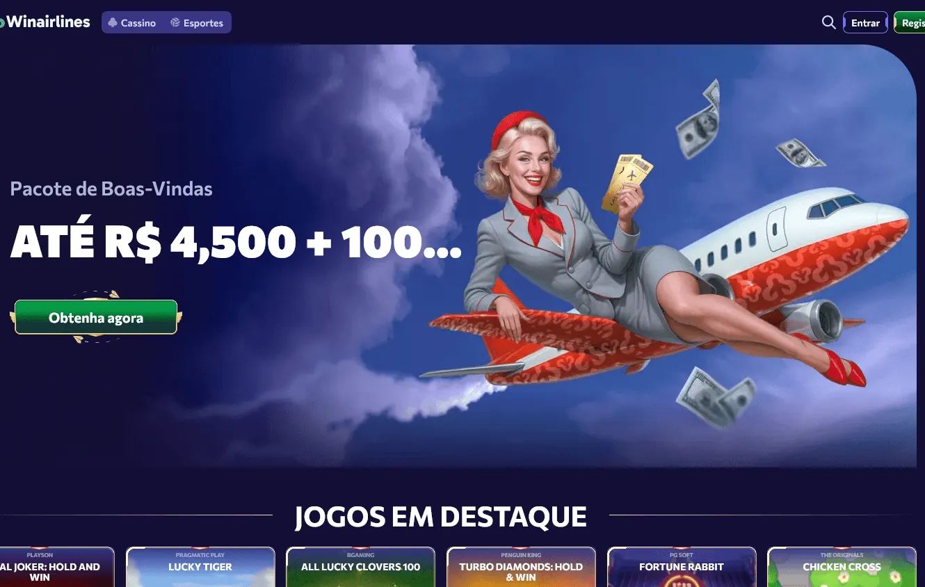 Winairlines Casino home view on desktop